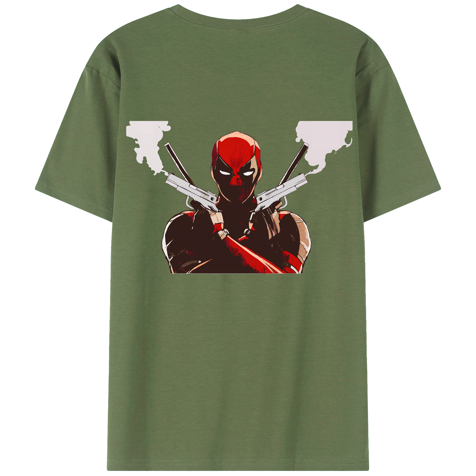 （画像用） Deadpool デッドプール 綿100％ メンズ半袖Tシャツ（バックプリント） 通気性